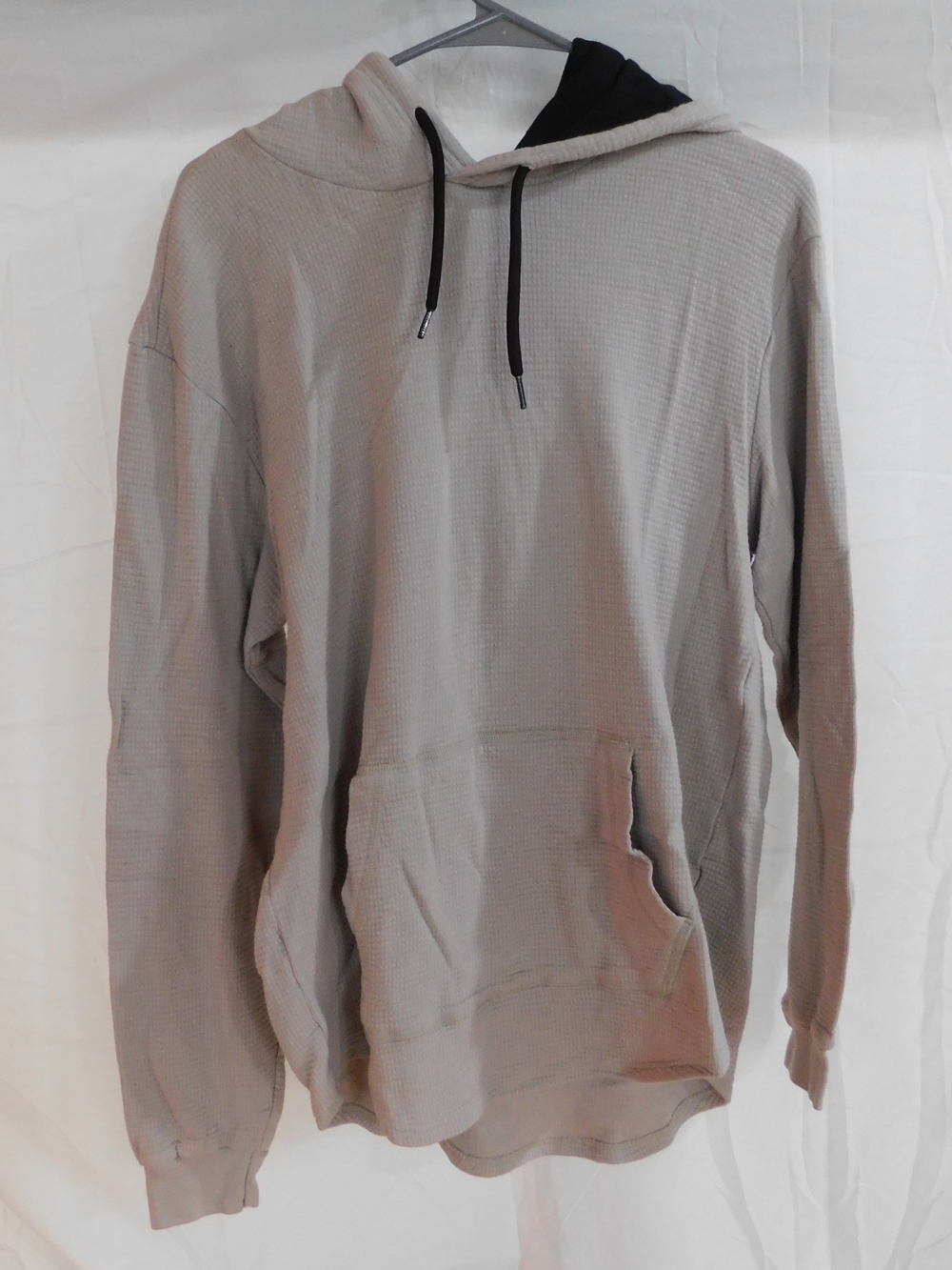Hollister Taupe Waffle-Knit Hooded Pullover with Black Lining
